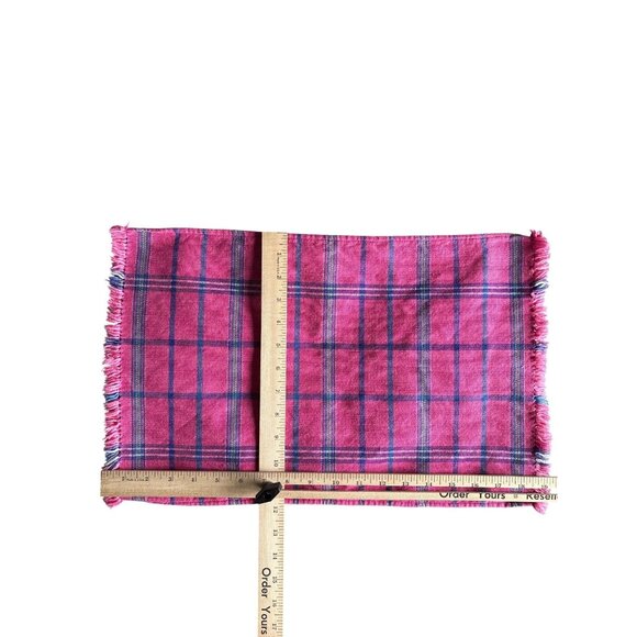 Plaid Fringe Table Placemat Pink Check Single 100% Cotton Set of 6 Home Decor - Picture 3 of 5